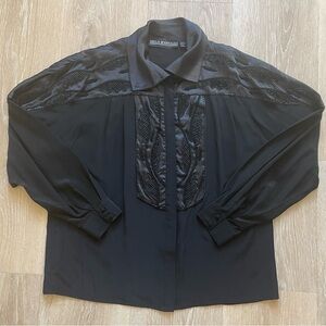 Vintage Della Roufogali 100% Silk Western Blouse Women’s Button Down Sz14